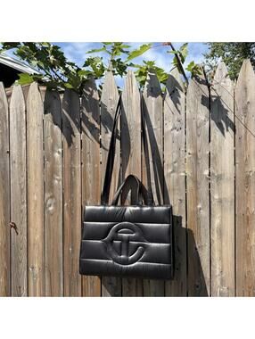 Telfar Black Puff Medium Size Shopping Tote Bag